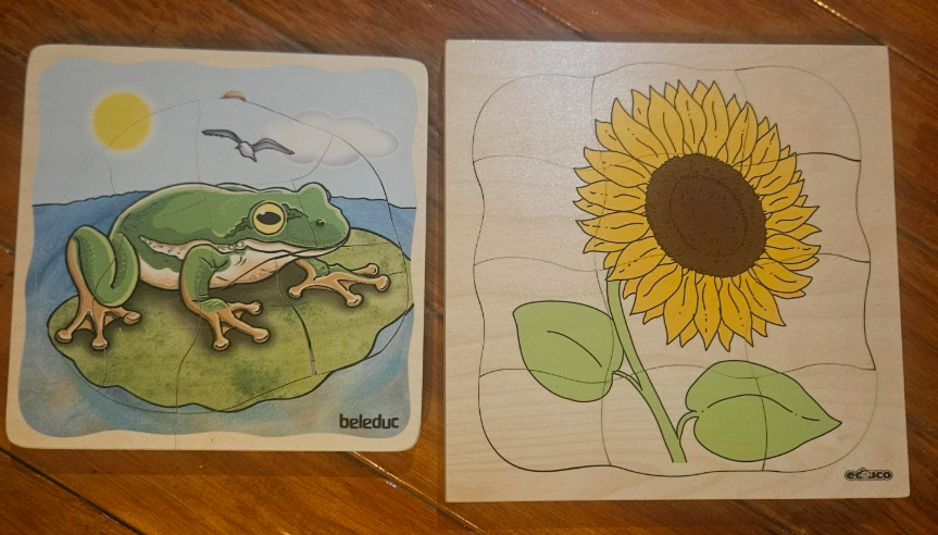 Frog and Flower Wooden Stacking Puzzles 